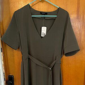 Knee length Green Belted Dress